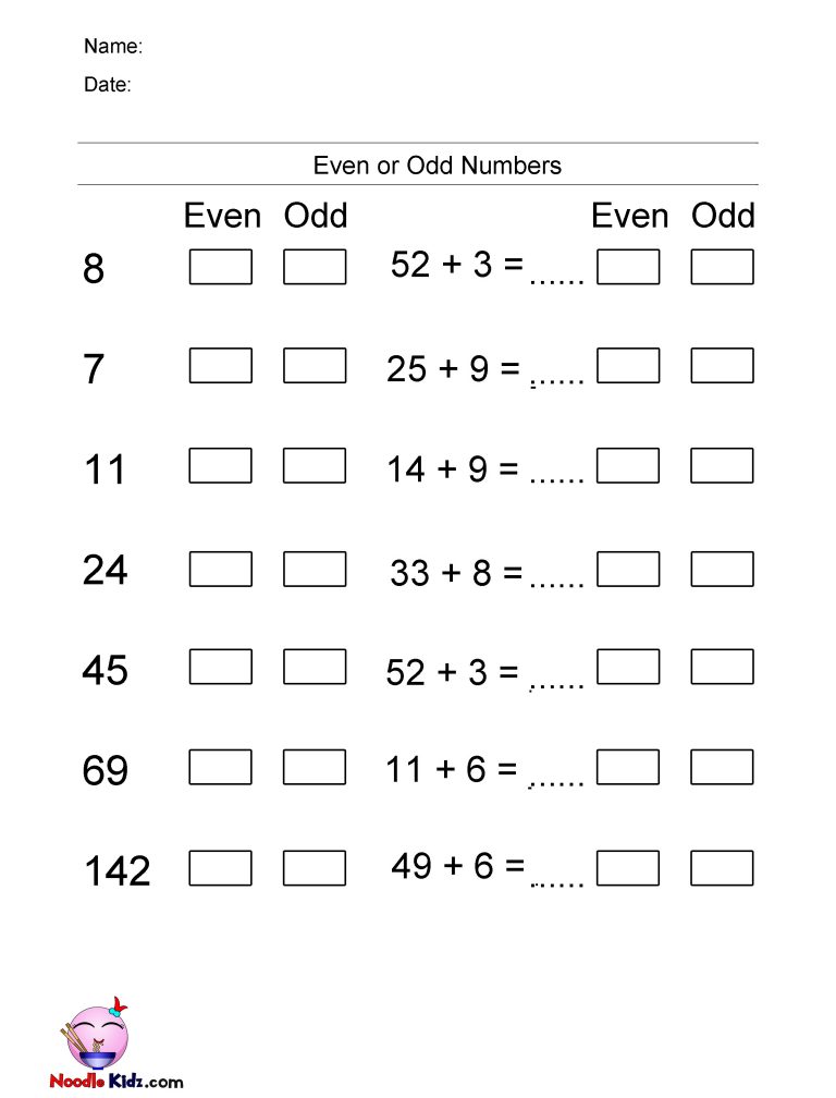 Even and Odd Numbers – Noodle Kidz Arts & Crafts